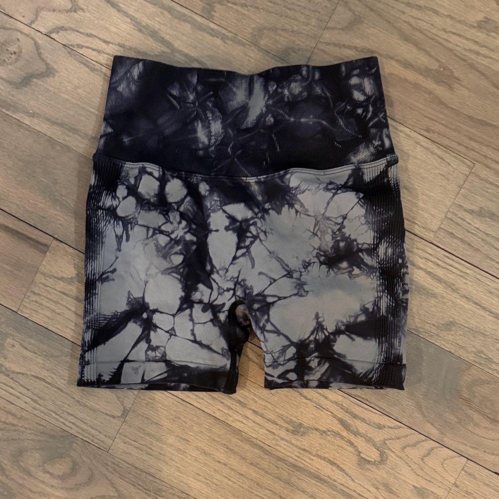 Womens Tie-Dye Black and Gray Shorts